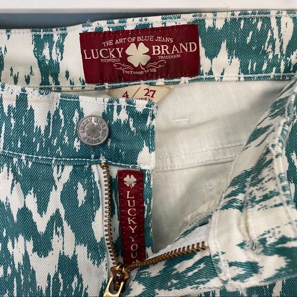 Lucky Brand Charlie Skinny Teal and White pattern - Picture 4 of 6